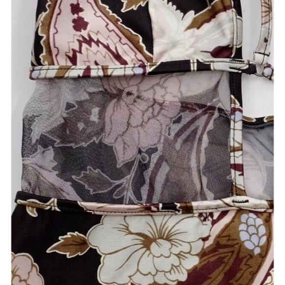 ZIMMERMANN swimsuit US 4  / Fr 40 one piece black floral mesh waist halter - Picture 3 of 5